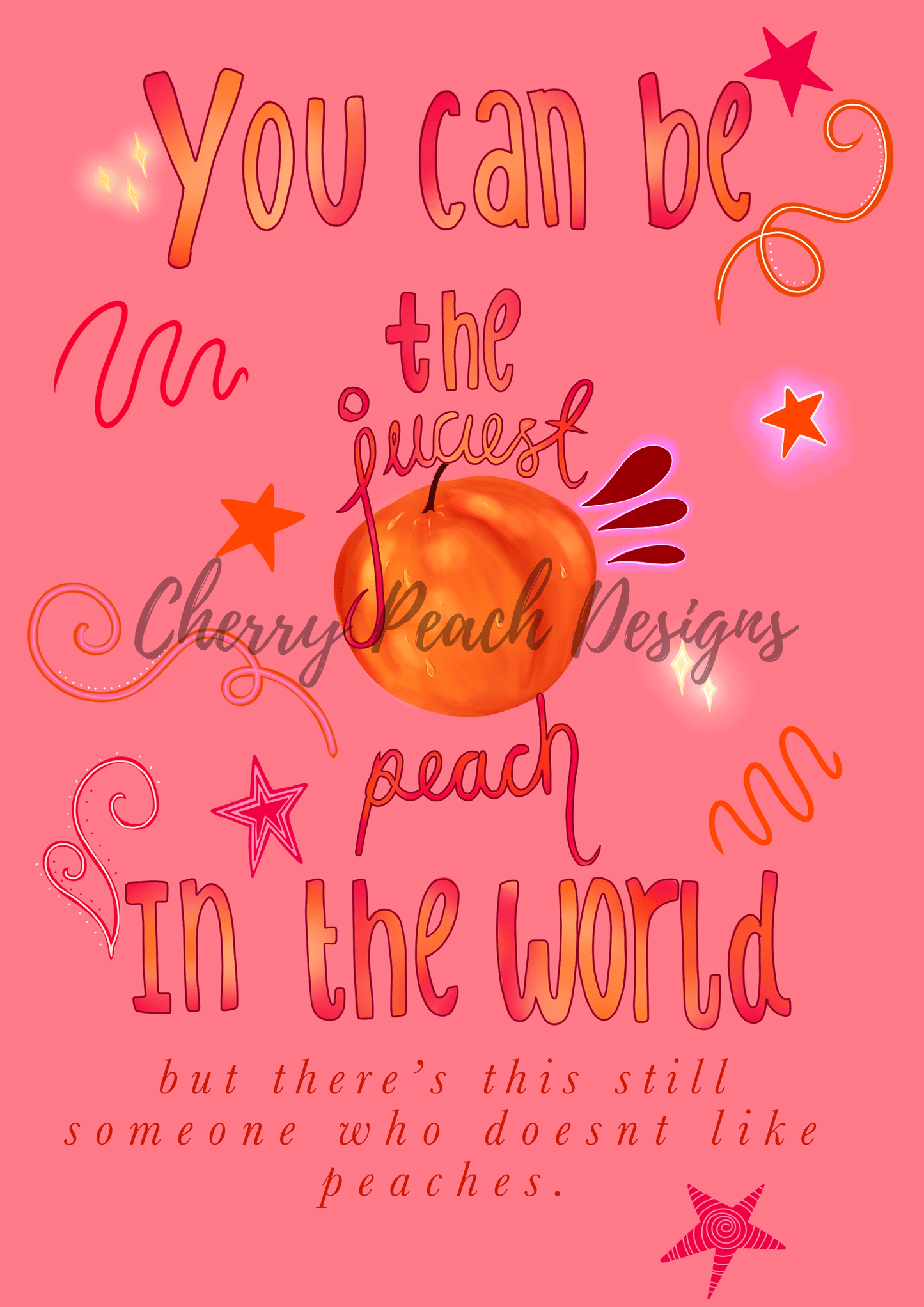 Peach Positive Vibes motivational pastel wall art printable digital download