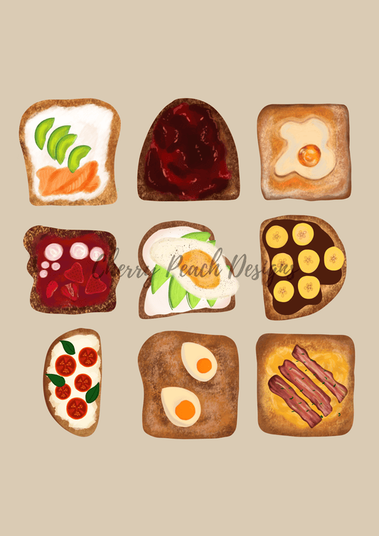 Toast and Toppings food quote kitchen wall art printable digital download