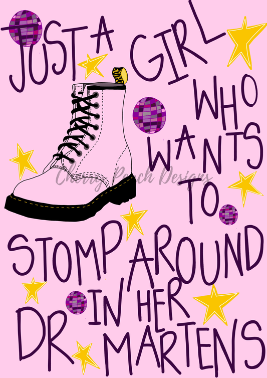 Dr Martens Girl punk retro wall art printable digital download
