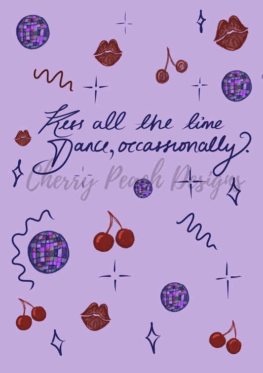 Kiss All The Time printable wall art digital download print