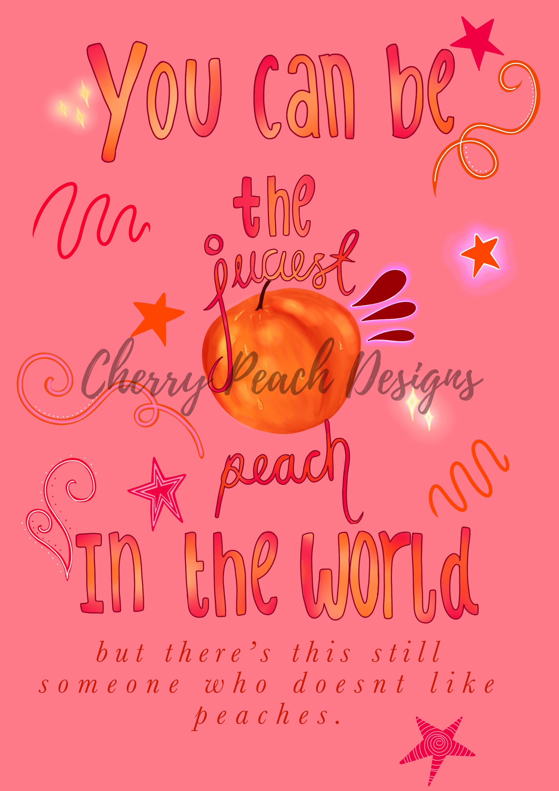 Peach Positive Vibes motivational pastel wall art printable digital download