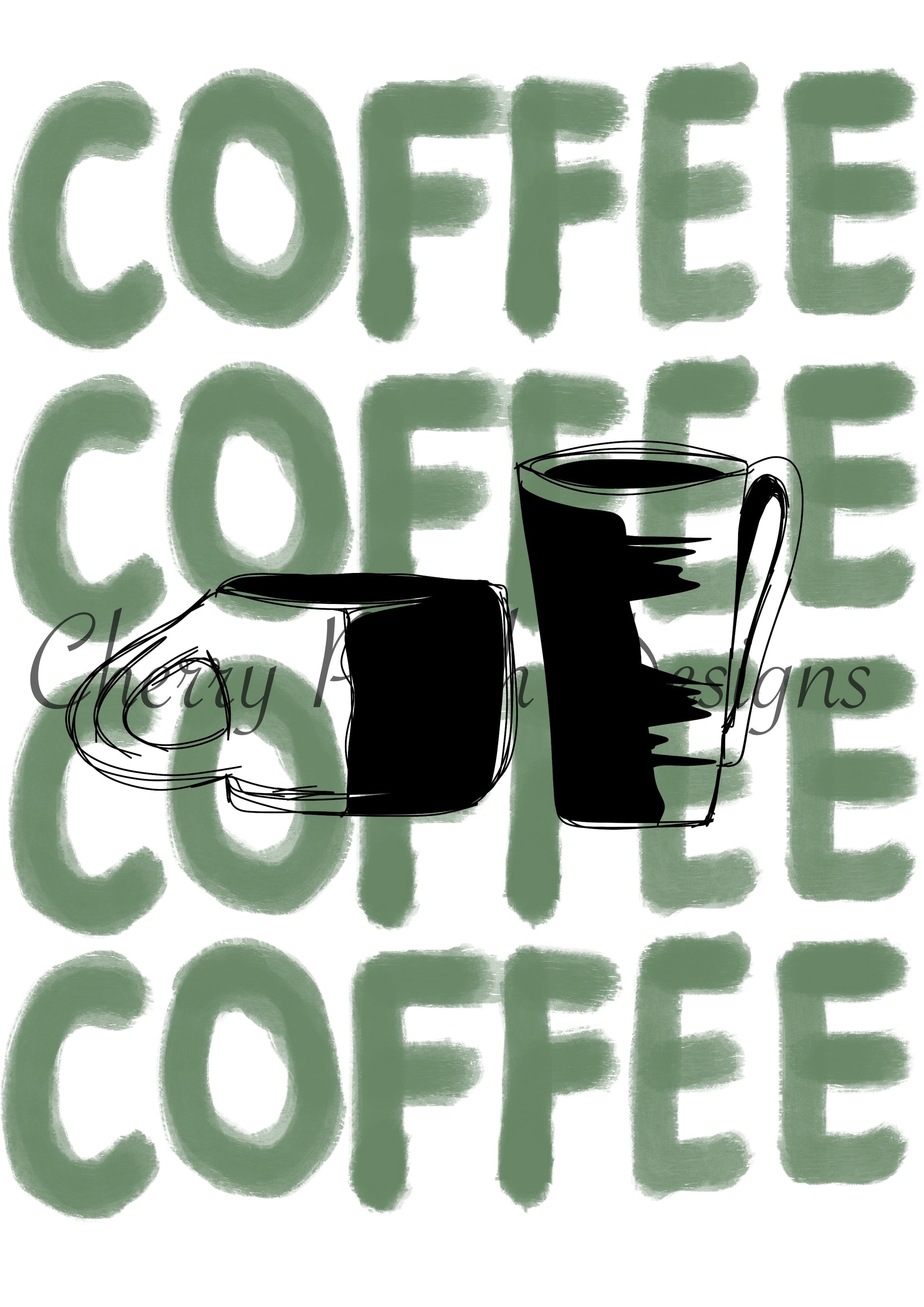 Coffee Coffee Coffee funny caffeine quote wall art printable digital download